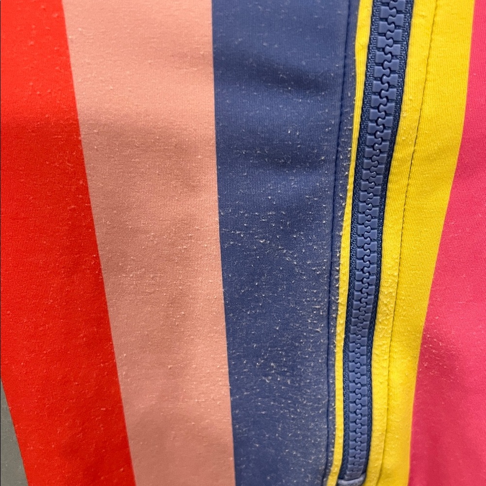 Mini Boden Multi Stripe Long-Sleeved Zip Swimsuit Rash guard - Picture 3 of 9